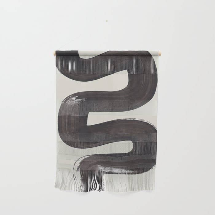 Black & White Minimalist Abstract Shapes Patterns Black Ink Painting Wall Hanging