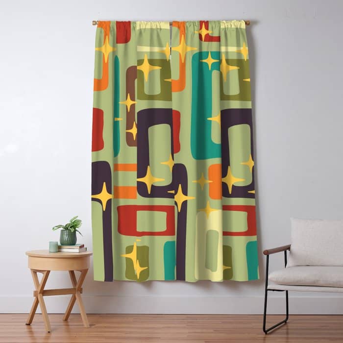 Retro Mid Century Modern Abstract Pattern 225 Window Curtain