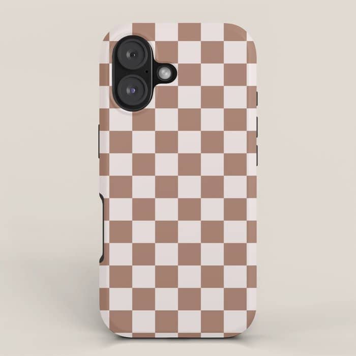 Checkered Check Checkerboard Pattern In Mocha Brown Iphone Case