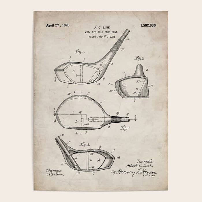 Golf Driver Patent - Golf Art - Antique Poster