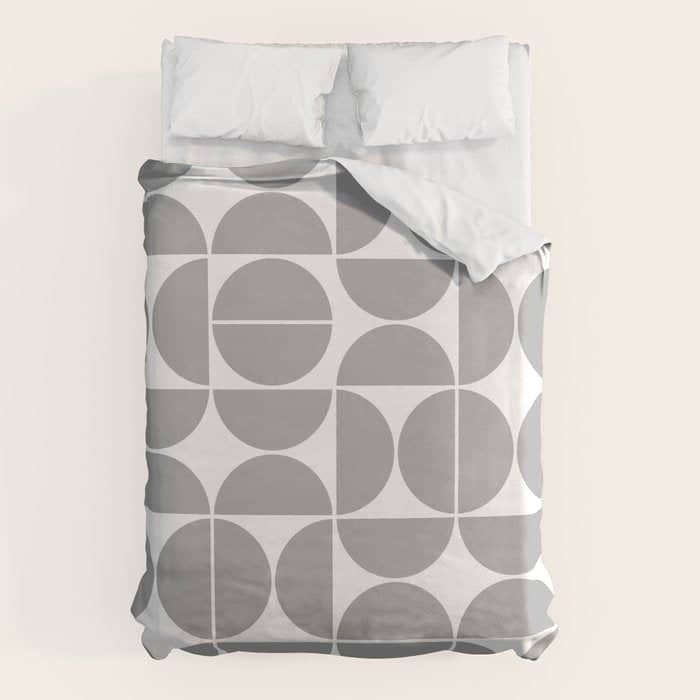 Mid Century Modern Geometric 04 Grey Duvet Cover