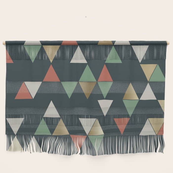 Geometric Prism, Green, Terracotta, Gold Wall Hanging