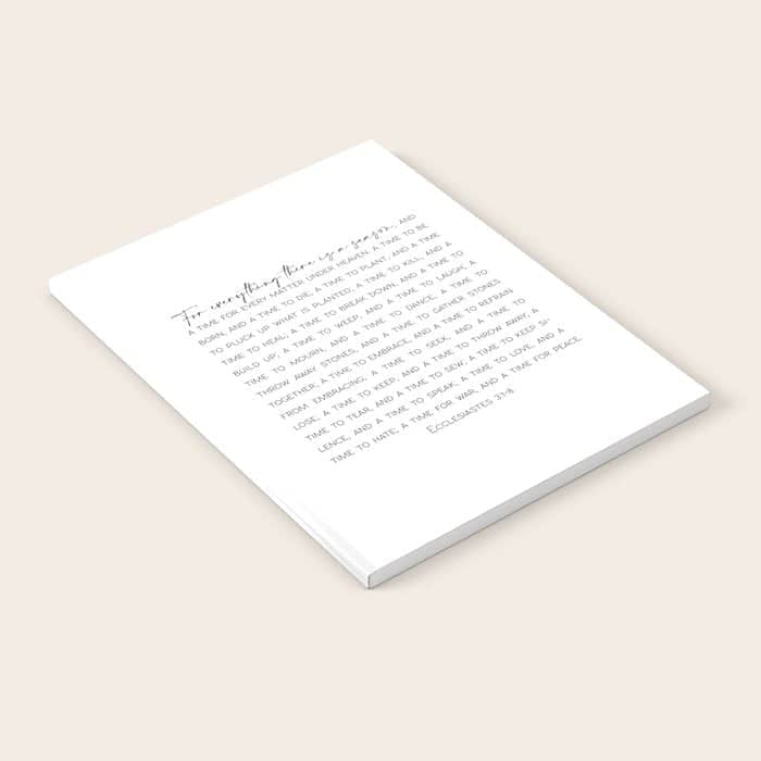 For Everything There Is A Season, Ecclesiastes 3:1-8 Notebook