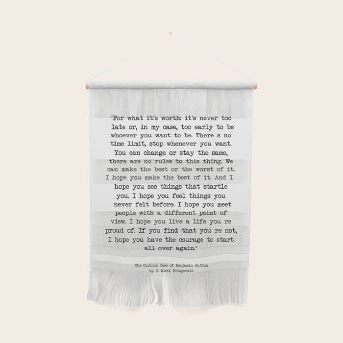 It'S Never Too Late Benjamin Button Wall Hanging
