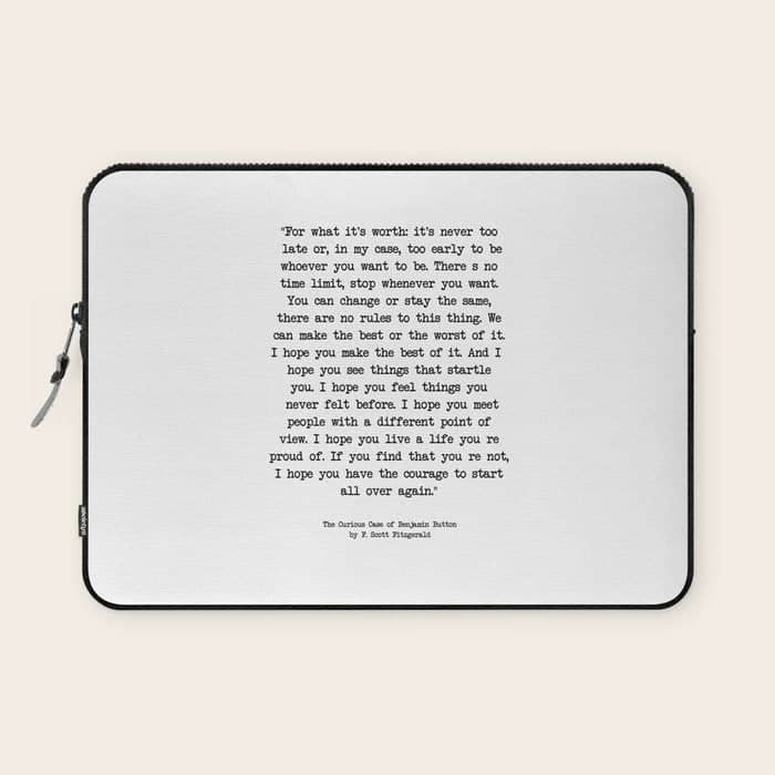 It'S Never Too Late Benjamin Button Laptop Sleeve