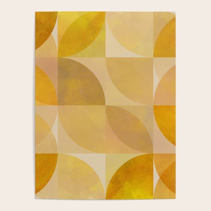 Mid Century Geometric Gold Shapes Poster