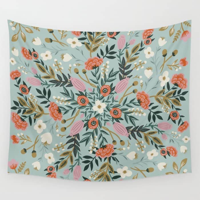 Painting Blooming In Circles Wall Tapestry