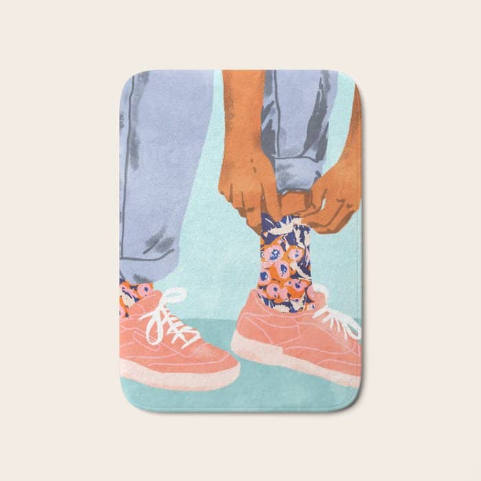Pull Up Those Pretty Socks! | Optimism Hustle Positivity | Good Vibes Luck Pop Art Bath Mat