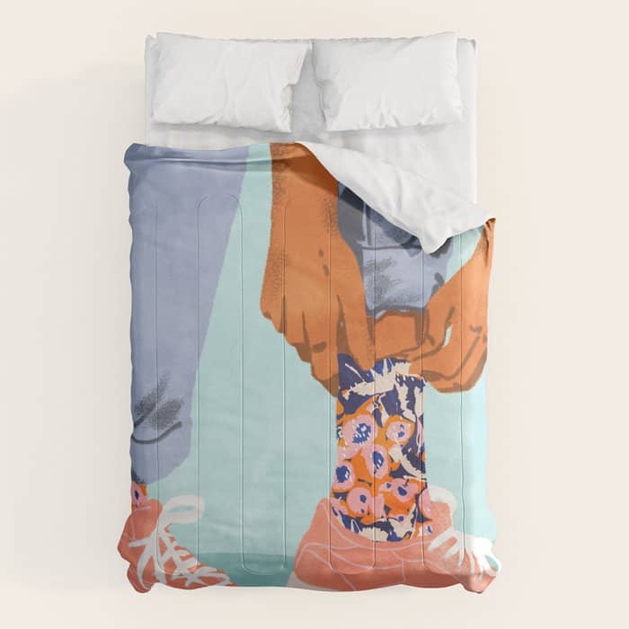 Pull Up Those Pretty Socks! | Optimism Hustle Positivity | Good Vibes Luck Pop Art Comforter