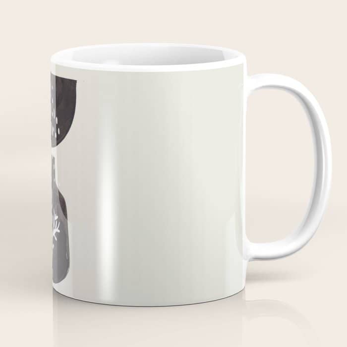 Mid Century Minimalist Black Ink Tribal Vase Abstract Vase Shapes Floral Plant Coffee Mug