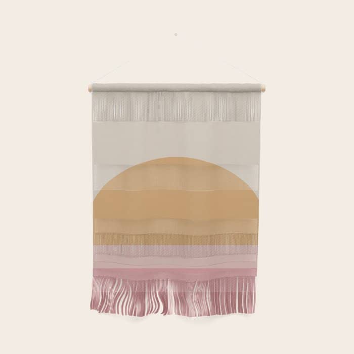 Minimal Retro Sunset Sunrise - Neutral Pink Wall Hanging