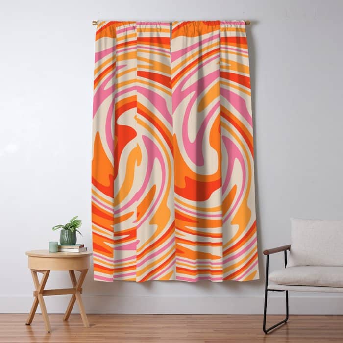 70s Retro Swirl Color Abstract Window Curtain