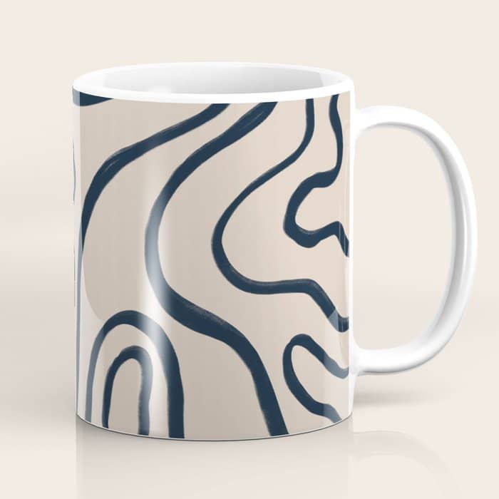 Topographic Map / Nude & Dark Blue Coffee Mug