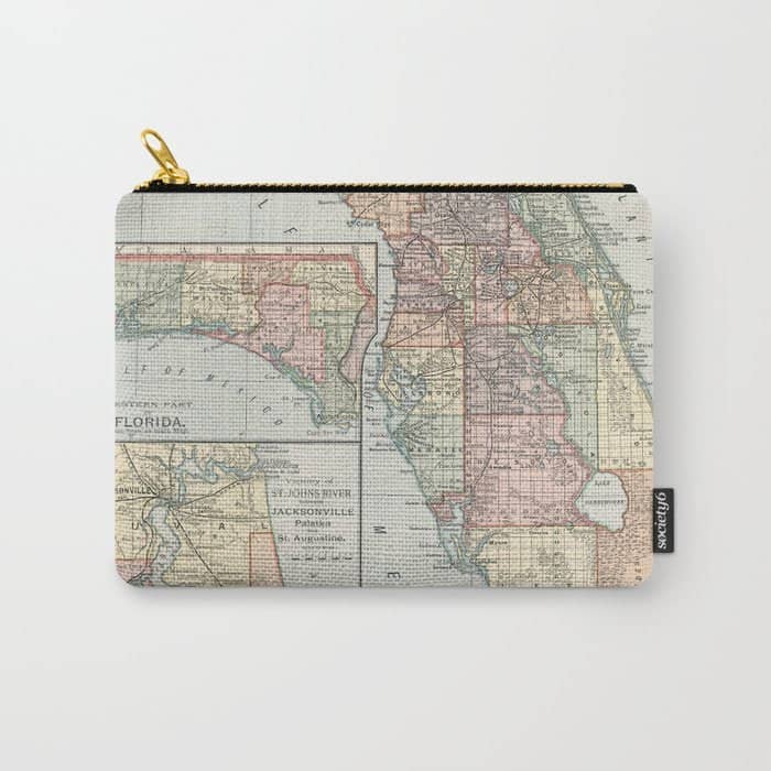 Vintage Map Of Florida (1891) Carry All Pouch