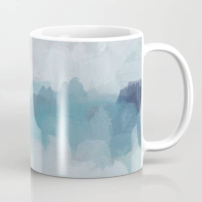 Stormy Seas - Aqua Teal Turquoise Sky Blue White Gray Abstract Art Modern Painting Coffee Mug