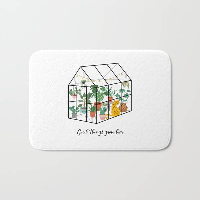 Good Things Grow Here Illustrated Quote Bath Mat