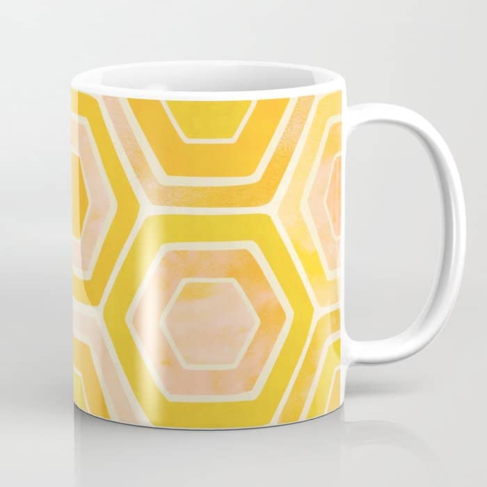Golden Geometric Tiles Watercolor Coffee Mug