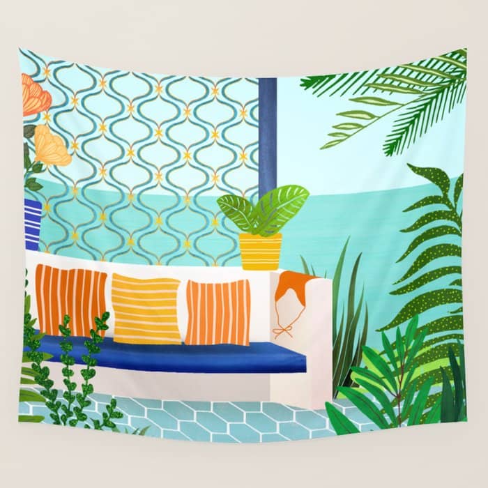 Sanctuary - Tropical Garden Villa Wall Tapestry