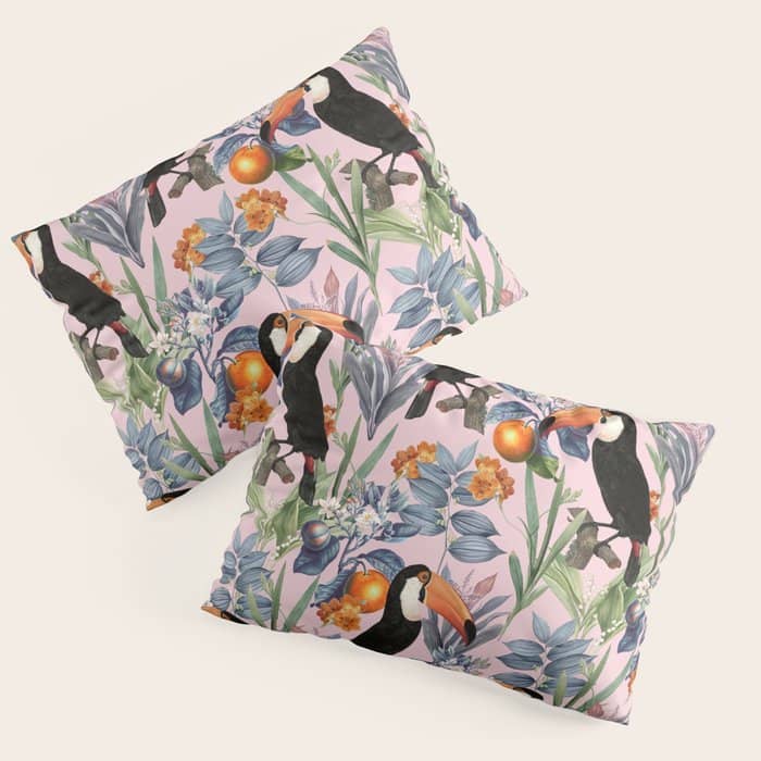 Tucan Garden #Pattern #Illustration Pillow Sham