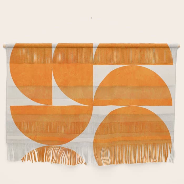 Geometric Shapes Orange Mid Century Wall Hanging