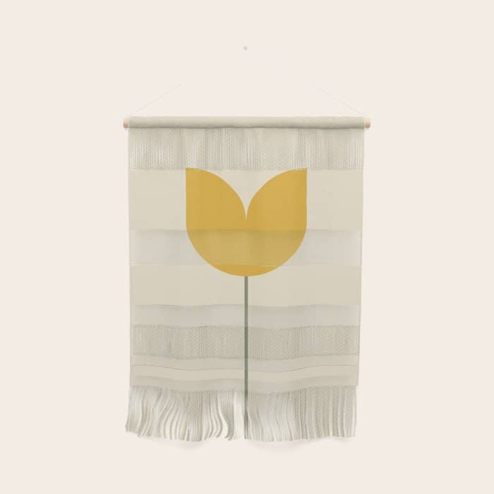 Vintage Tulip Minimalism - Yellow Wall Hanging
