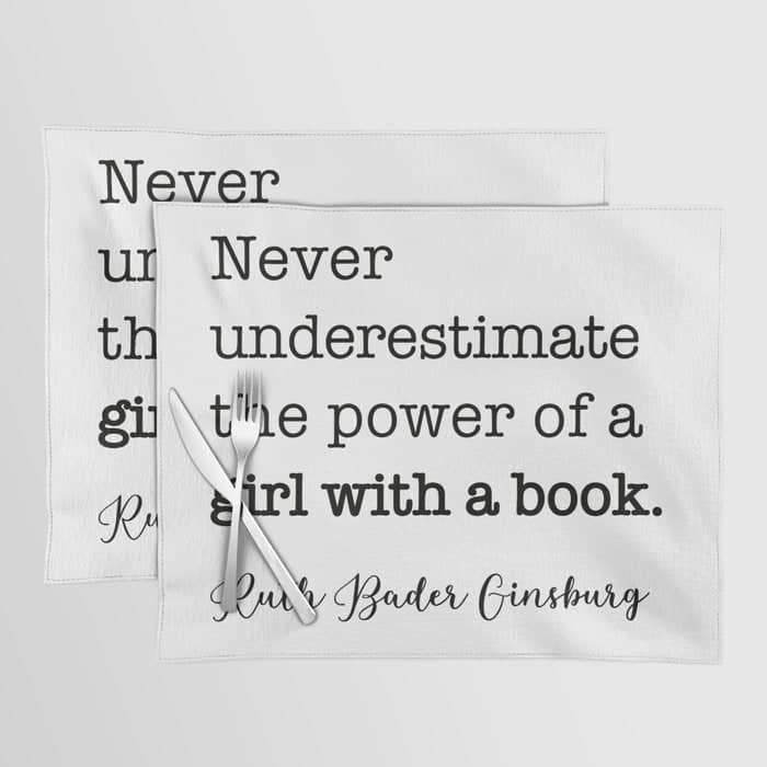 Never Underestimate The Power Of A Girl With A Book. Placemat