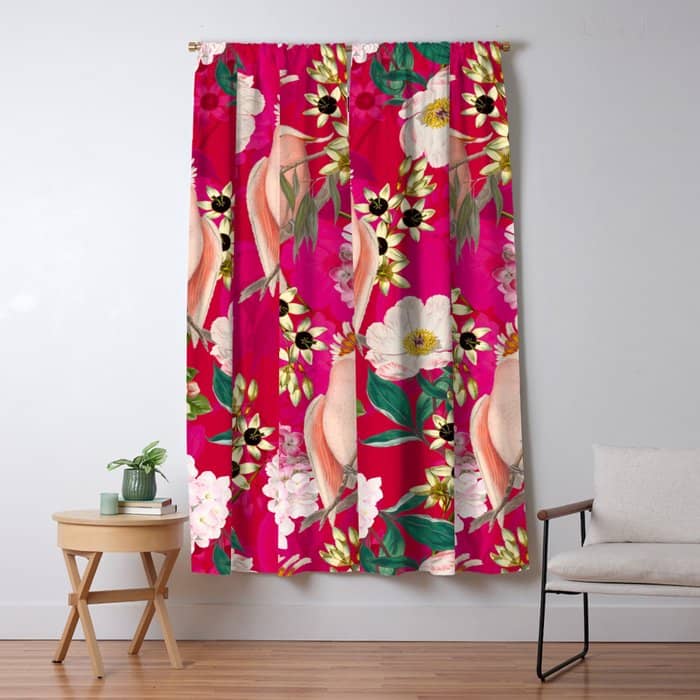 Vintage & Shabby Chic - Tropical Bird Flower Garden Window Curtain