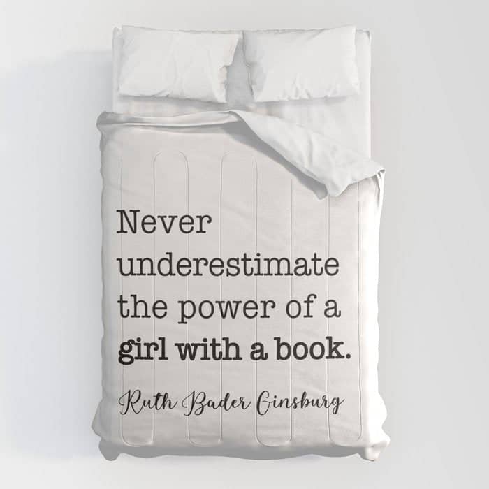 Never Underestimate The Power Of A Girl With A Book. Comforter