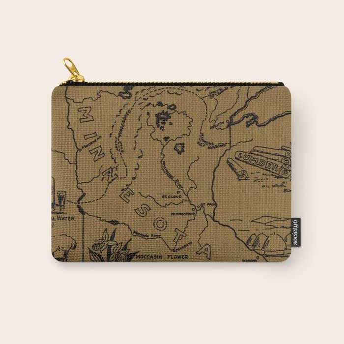 Vintage Map Of Minnesota (1912) - Tan Carry All Pouch