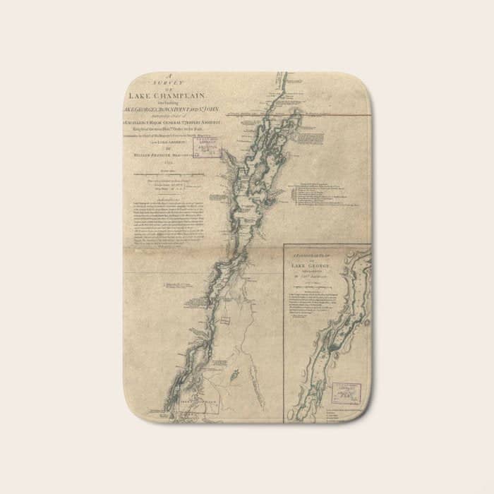 Vintage Map Of Lake Champlain & Lake George (1776) Bath Mat
