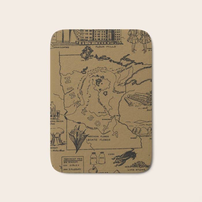 Vintage Map Of Minnesota (1912) - Tan Bath Mat