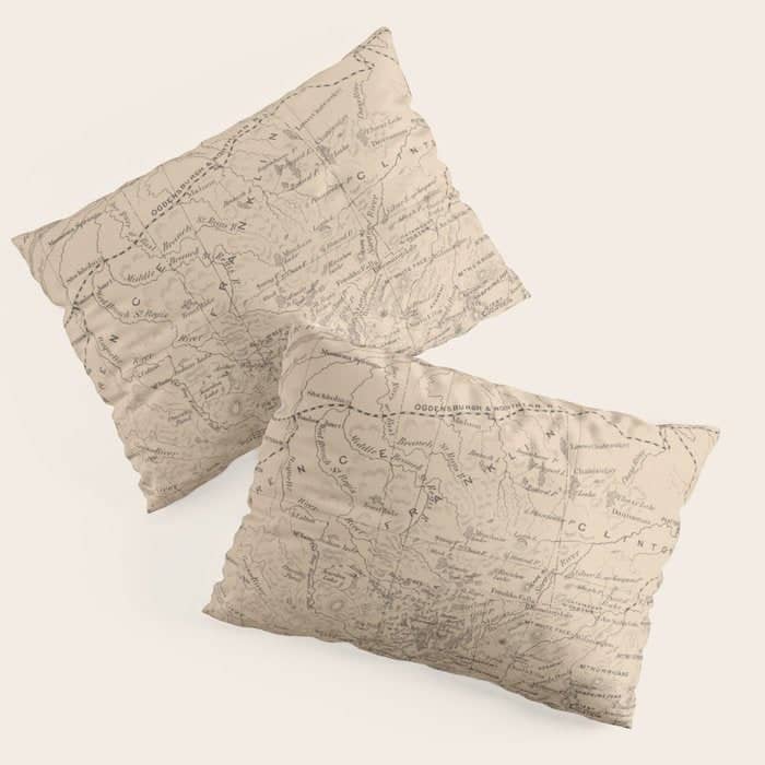 Vintage Map Of The Adirondack Mountains (1874) Pillow Sham