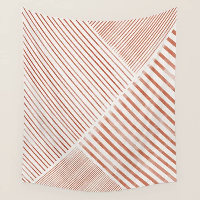 Blush Pink Stripes, Geometric Art Wall Tapestry