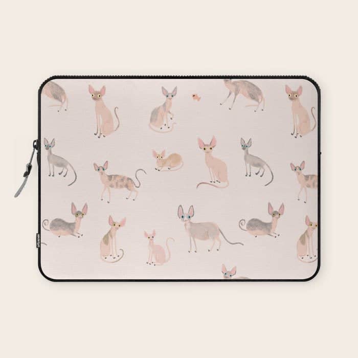 Sphynx Cats - No Furr Don'T Care - Cat Pink Laptop Sleeve