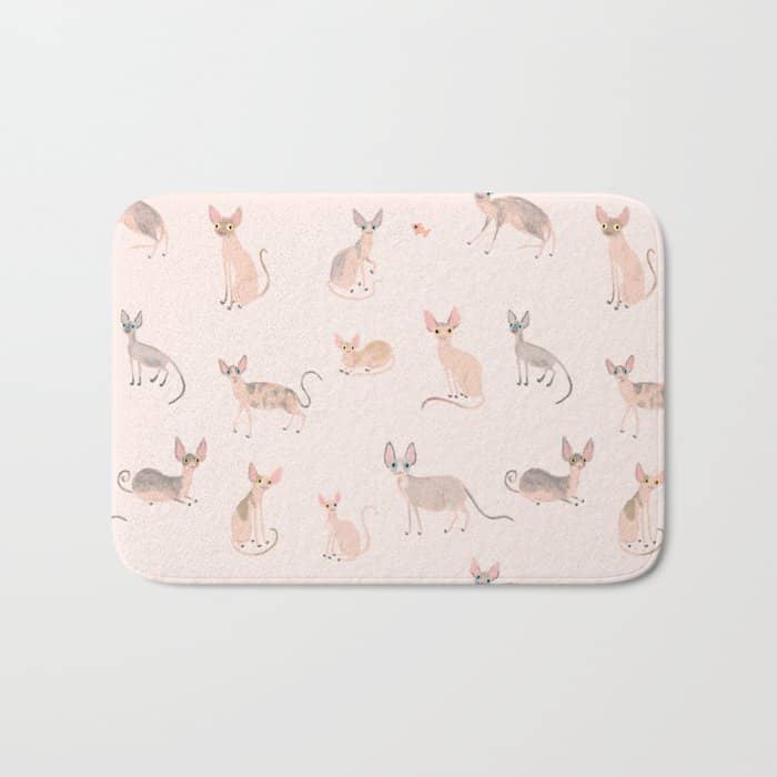 Sphynx Cats - No Furr Don'T Care - Cat Pink Bath Mat