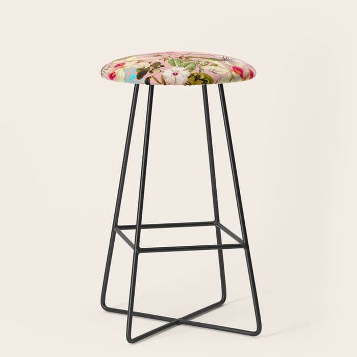 Gardenia | Vintage Botanical Nature Pattern | Blush Boho Plants Garden Floral Stool