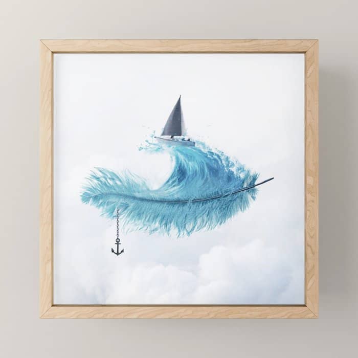Water Feather â¢ Blue Feather I Mini Art Print