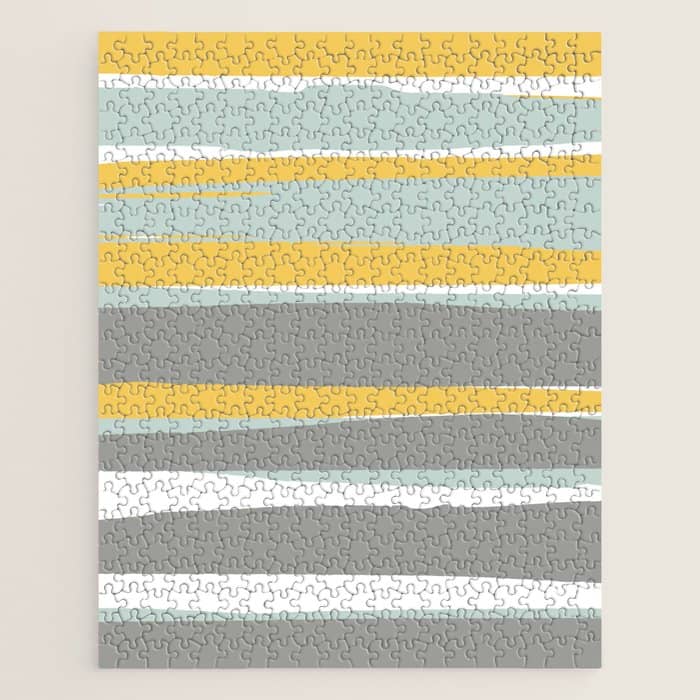 Stripe Abstract, Sun And Beach, Yellow, Pale, Aqua Blue And Gray Jigsaw Puzzle