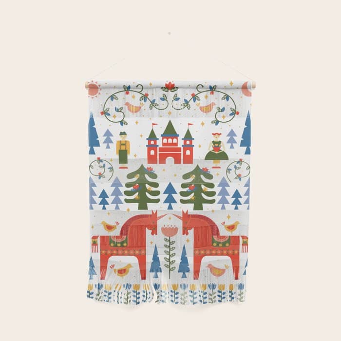 Scandinavian Fairytale - Green + Red Wall Hanging