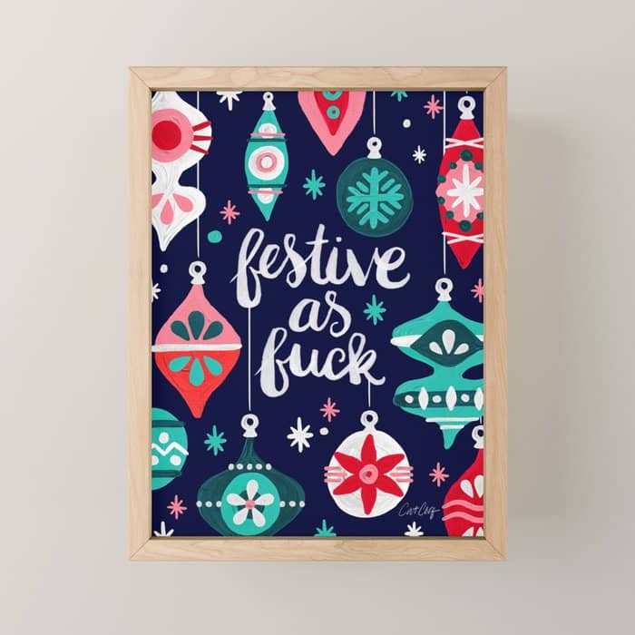 Festive As Fuck - Navy Palette Mini Art Print