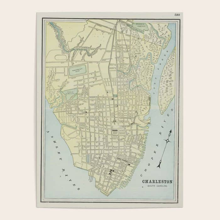 Vintage Map Of Charleston Sc (1901) Poster