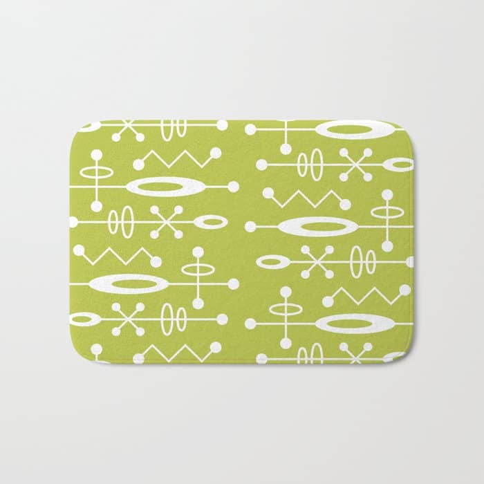 Mid Century Modern Radioactive Surfer 251 Chartreuse Bath Mat