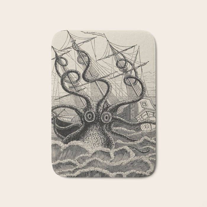 The Octopus; Or, The âDevil-Fishâ - Henry Lee - 1875 Giant Octopus Sinking Ship Bath Mat
