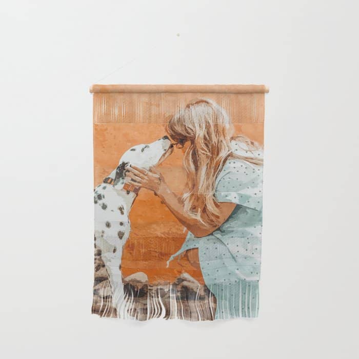 Pet Bound | Dalmatian Dog Lover Friendship Companion | Modern Bohemian Woman Puppy Animals Love Wall Hanging