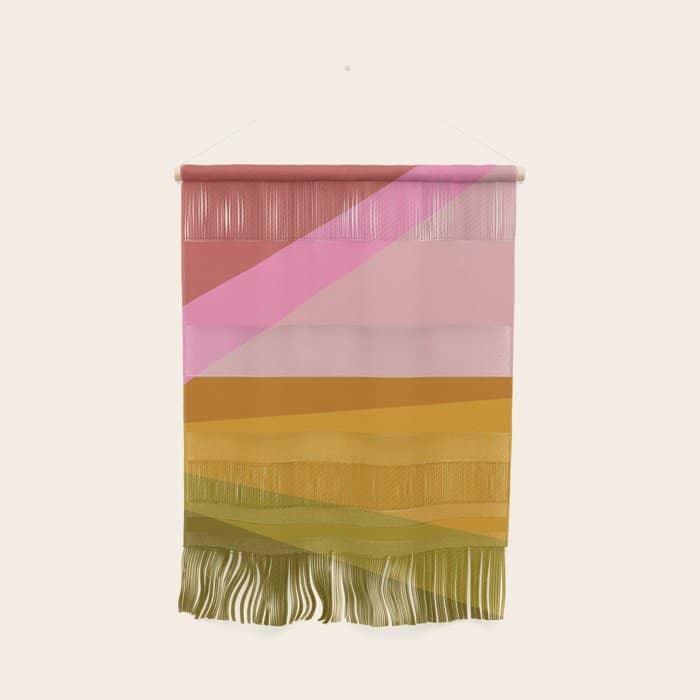 Colorful Geometric Abstract In Pink, Mustard, And Green Wall Hanging