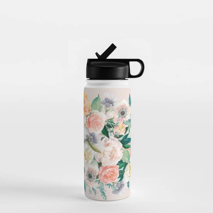 Pastel Flower Bouquet With Roses Water Bottle