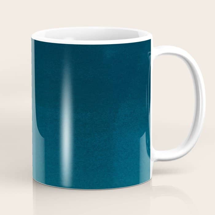 Navy Blue Teal Hand Painted Watercolor Paint Ombre Coffee Mug