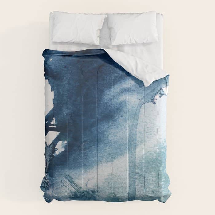 Pacific Grove: A Pretty Minimal Abstract Piece In Blue By Alyssa Hamilton Art Comforter