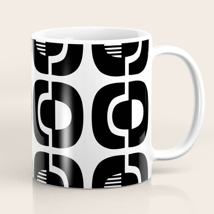 Mid Century Modern Geometric 921 Black And White Coffee Mug