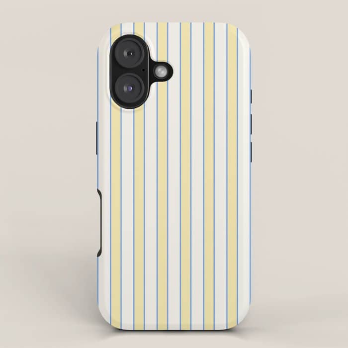 Elegant Cabana Stripe Yellow And Blue Retro Boho Coastal Beach Vibe Iphone Case